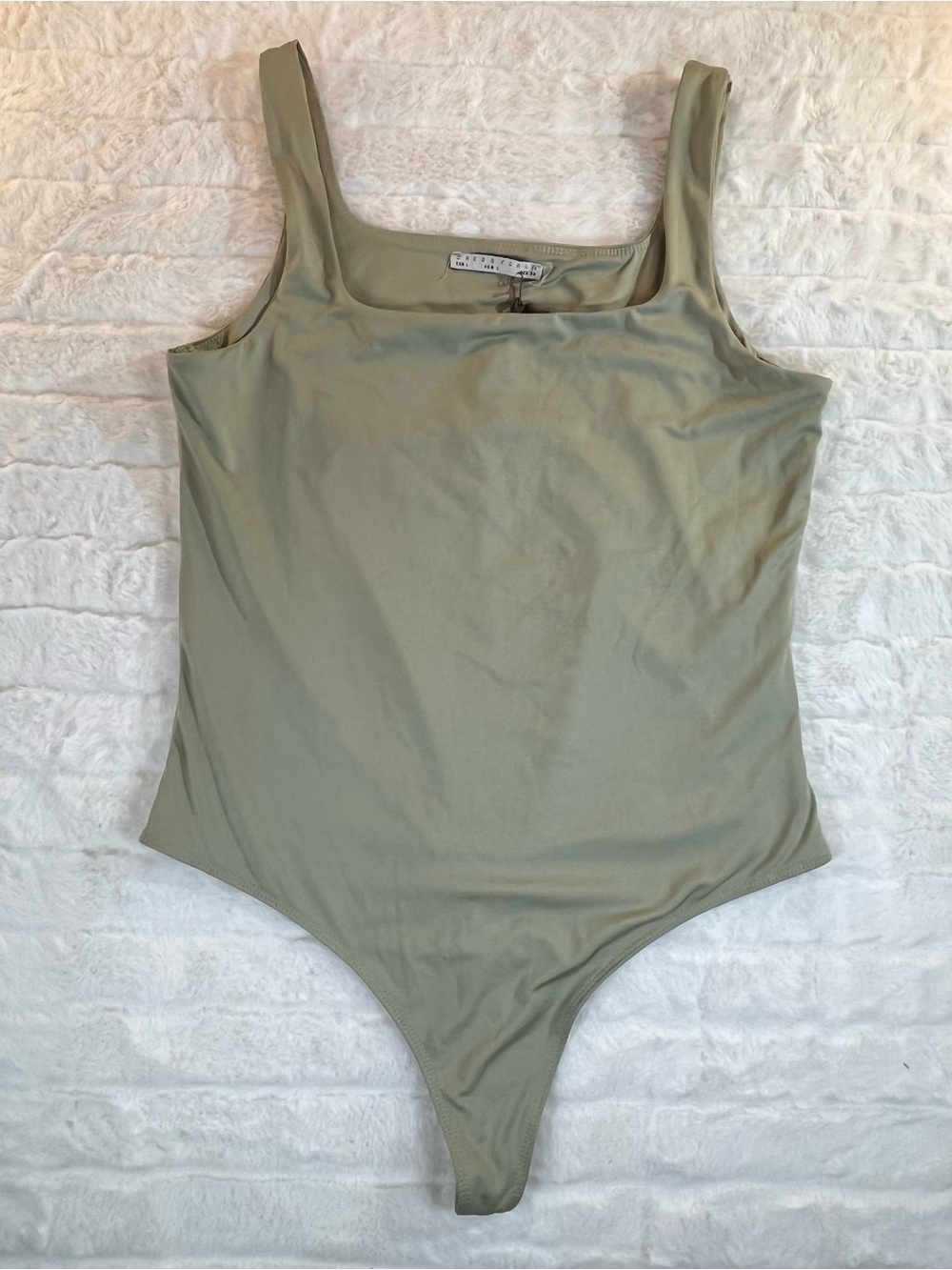NWT Dress Forum Square Neck Smoothing Tank Bodysuit - Light Sage Green L